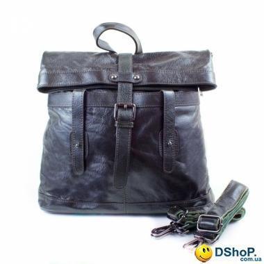 Женская кожаная сумка-рюкзак (трансформер) ETERNO (ЭТЭРНО) ET0073-black-green