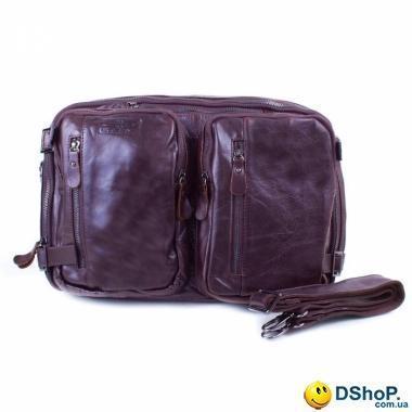 Мужская кожаная сумка-рюкзак (трансформер) ETERNO (ЭТЭРНО) ET432-black-brown