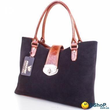 Женская кожаная сумка с замшевыми вставками PEKOTOF (ПЕКОТОФ) Pek54-13-black