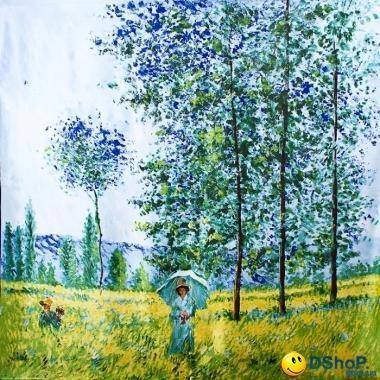 Платок шелковый 85*86 см ETERNO, репродукция картины Клода Моне 