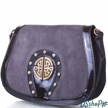 Женская сумка-клатч из качественного кожезаменителя и натурального замша BAL127-grey