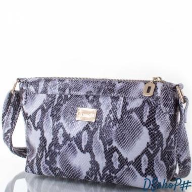 Женская кожаная сумка-клатч VALENTA (ВАЛЕНТА) VBE6081168-grey
