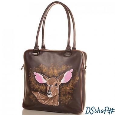 Женская дизайнерская кожаная сумка с ручной росписью GALA GURIANOFF (ГАЛА ГУРЬЯНОВ) GG1257