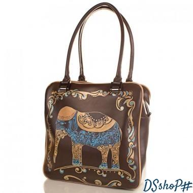 Женская дизайнерская кожаная сумка с ручной росписью GALA GURIANOFF (ГАЛА ГУРЬЯНОВ) GG1258