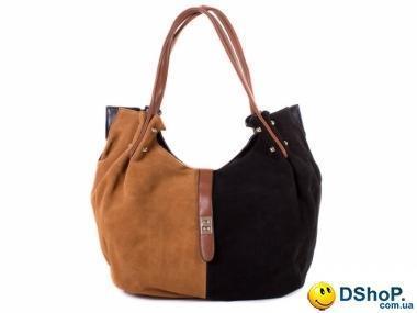 Женская сумка из качественного кожезаменителя со вставками замша APPLAUD (ЭППЛАУД) W31327-black-brown