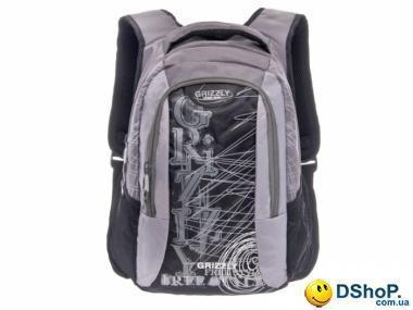 Мужской рюкзак с карманом для ноутбука GRIZZLY (ГРИЗЛИ) GRU-320-1-grey-black