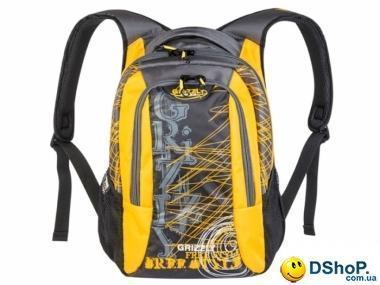 Мужской рюкзак с карманом для ноутбука GRIZZLY (ГРИЗЛИ) GRU-320-1-grey-yellow