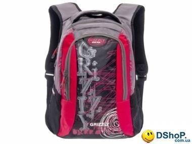 Мужской рюкзак с карманом для ноутбука GRIZZLY (ГРИЗЛИ) GRU-320-1-grey-red